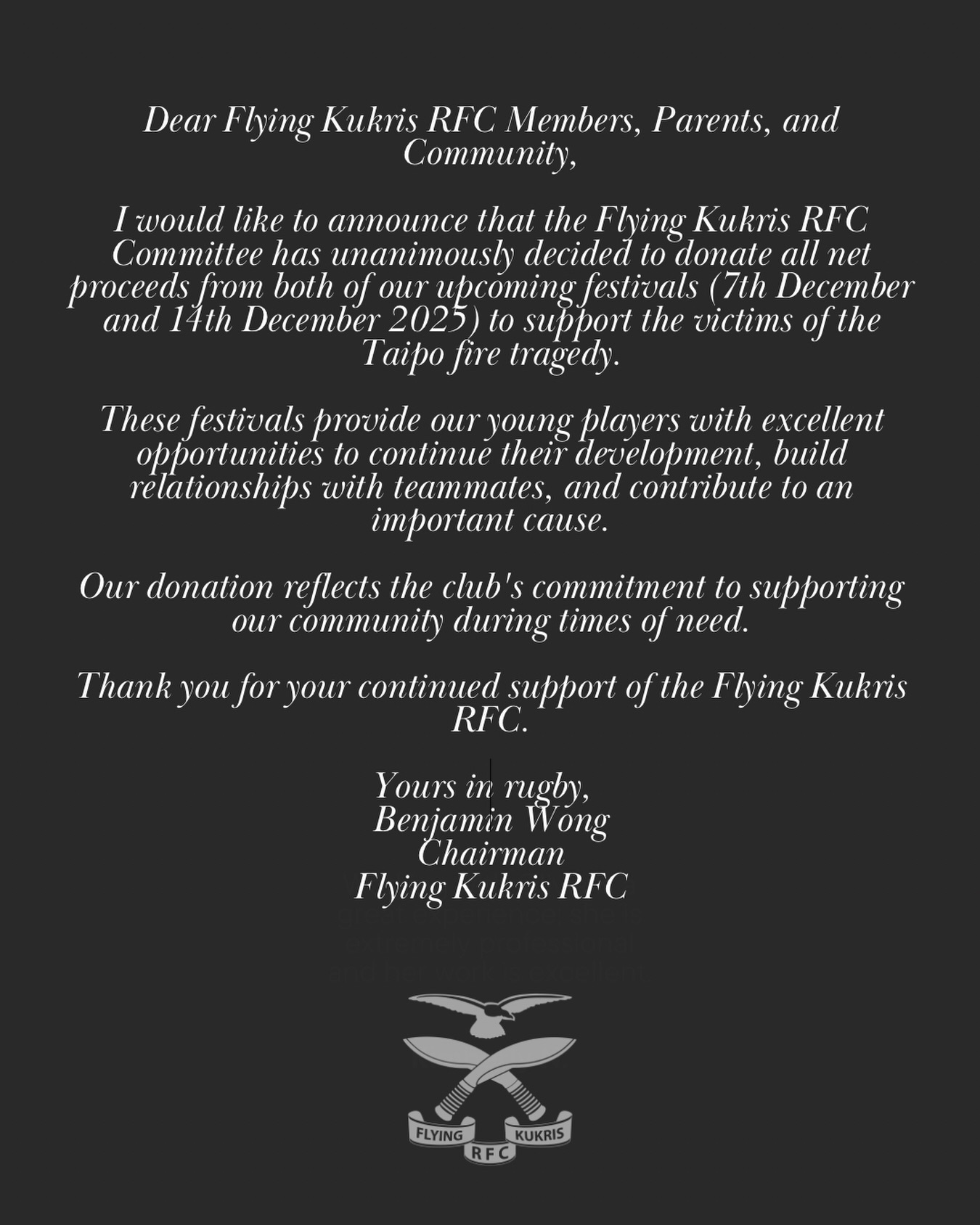 Our hearts go out to our Tai P… Our hearts go out to our Tai P…